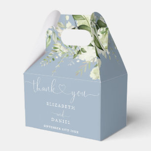 Ballotins Dusty Blue Greenery Floral Heart Script Mariage