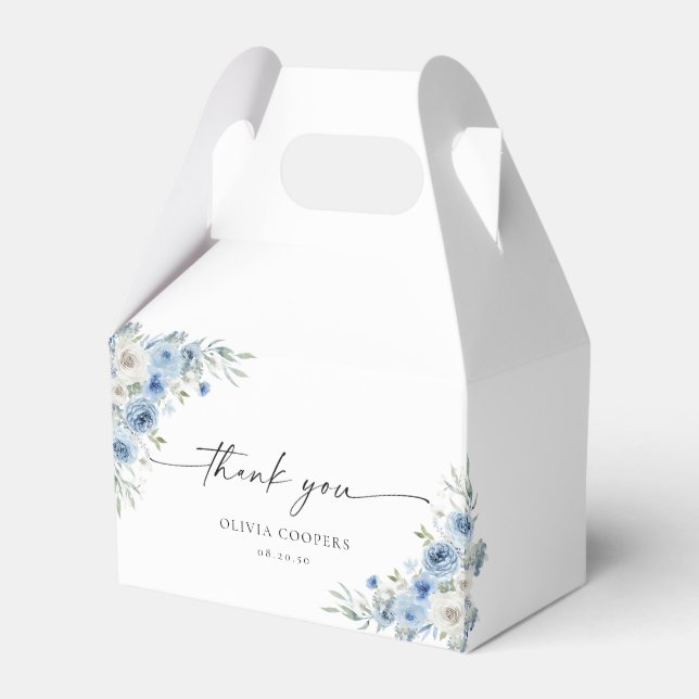 Ballotins Dusty Blue Ivory Baby Douche Boîte de Faveur (Verso)