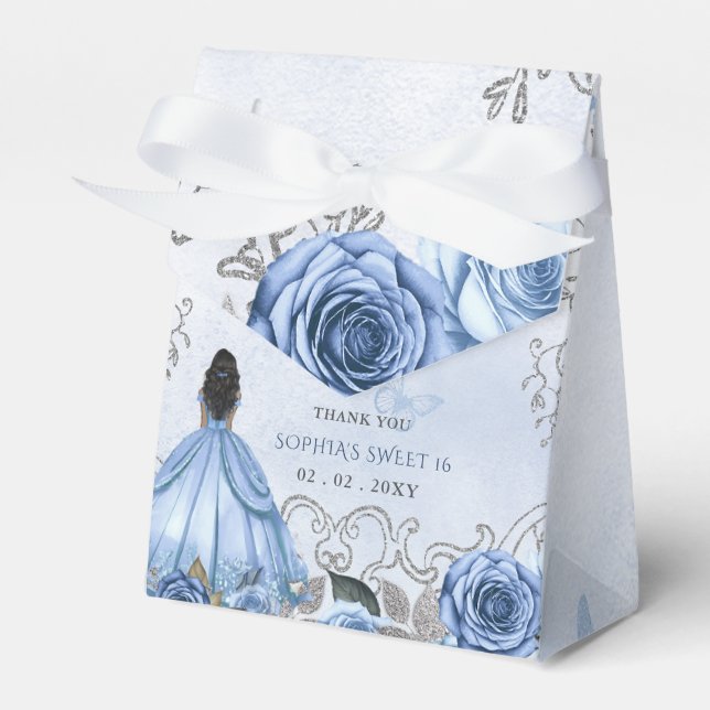 Ballotins Dusty Blue Silver Floral Princess SWEET 16 (Verso)