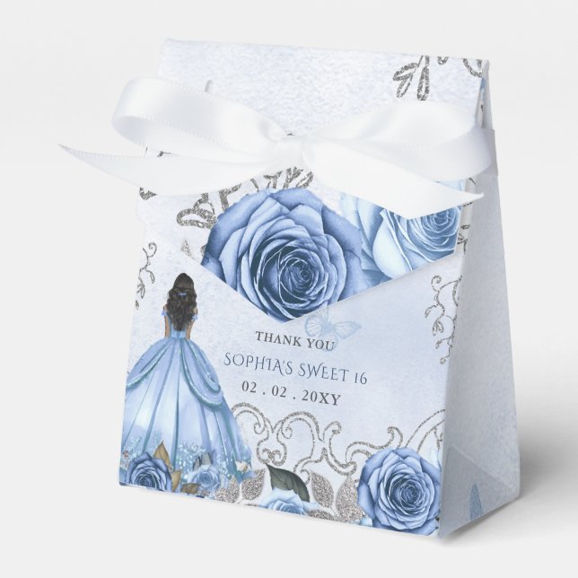 Ballotins Dusty Blue Silver Floral Princess SWEET 16 (Verso)