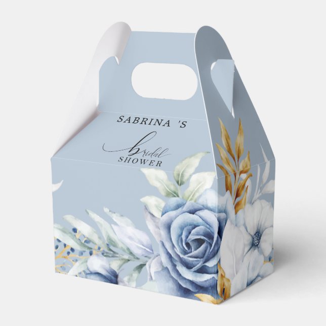 Ballotins Dusty Blue White Gold Floral Mariage (Verso)