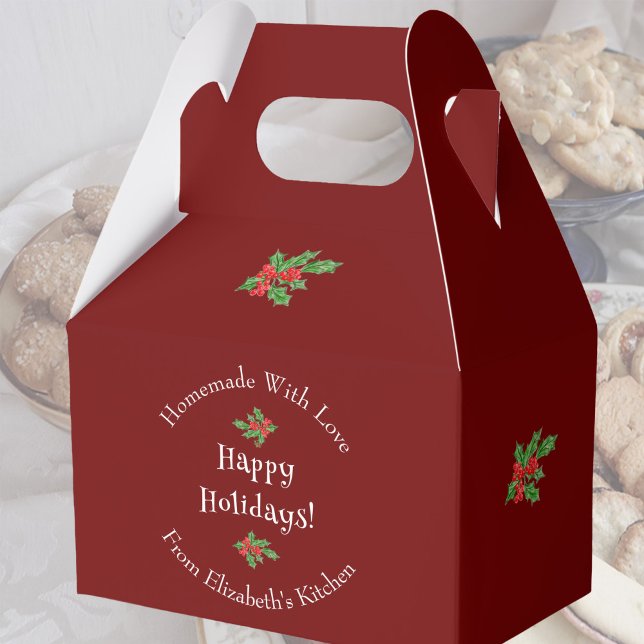 Ballotins Editable Holiday Baking Gift Red Happy Holidays (Créateur téléchargé)