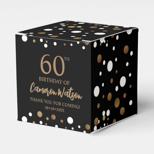 Ballotins Élégant 60e anniversaire Noir or Confetti Custom (Verso)