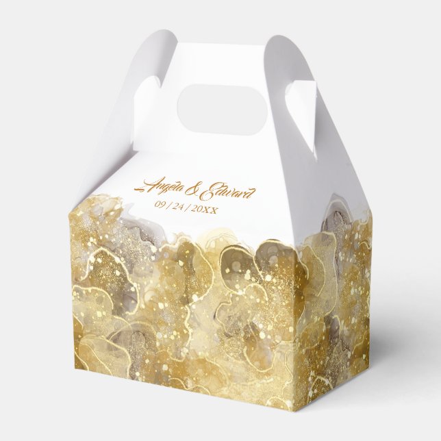 Ballotins Elégant Aquarelle Gold Mariage Favor Box (Verso)