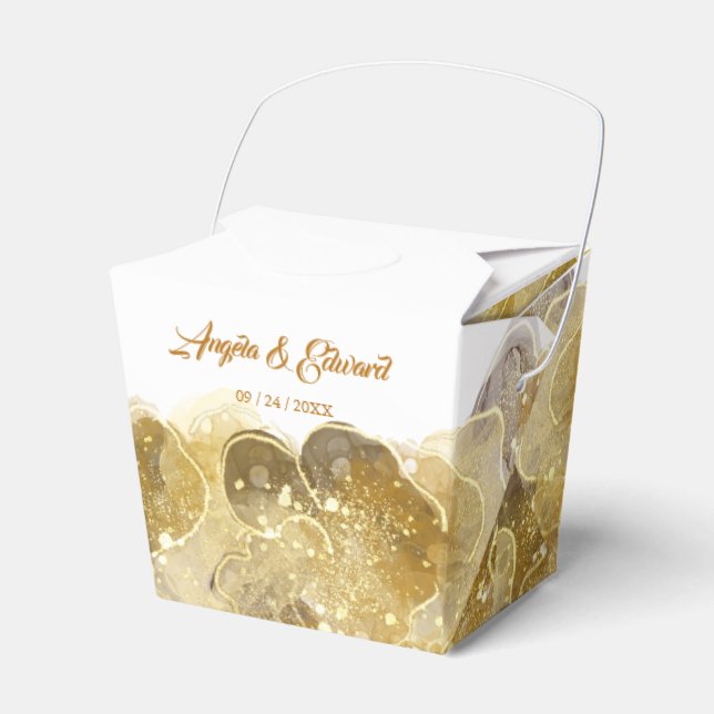 Ballotins Elégant Aquarelle Gold Mariage Favor Box (Verso)
