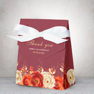 Ballotins Élégant automne terre cuite fleurs marron mariage