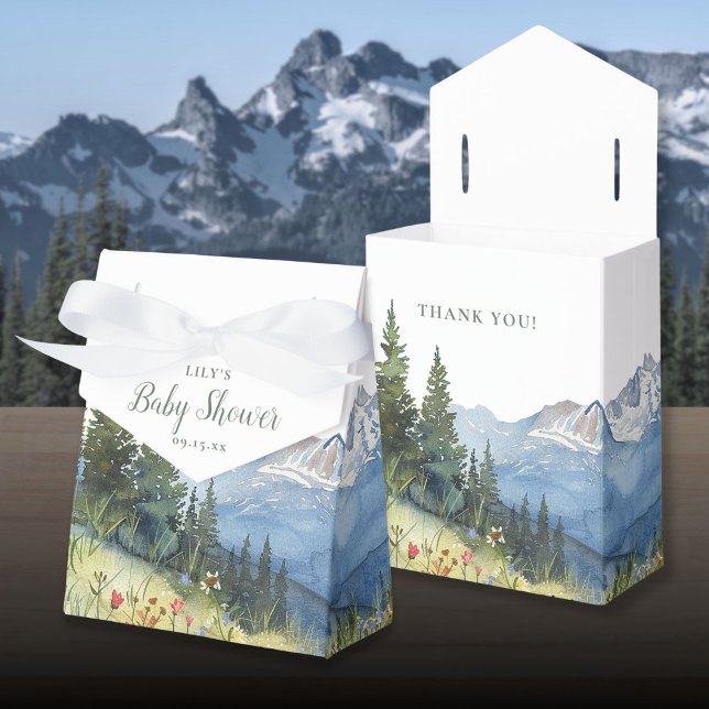 Ballotins Elégant Baby shower Aquarelle Moderne (Modern Elegant Watercolor Mountain Baby Shower Favor Boxes)