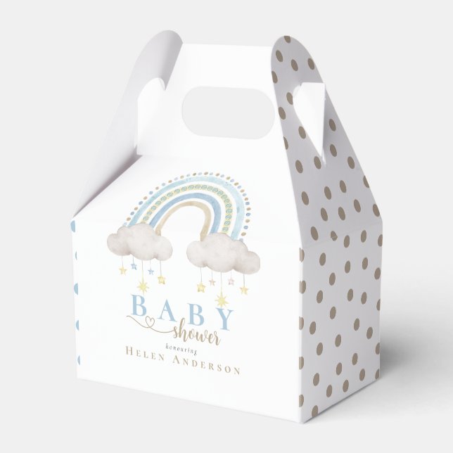 Ballotins Elégant Baby shower bleu Whimsical Rainbow Boho (Verso)