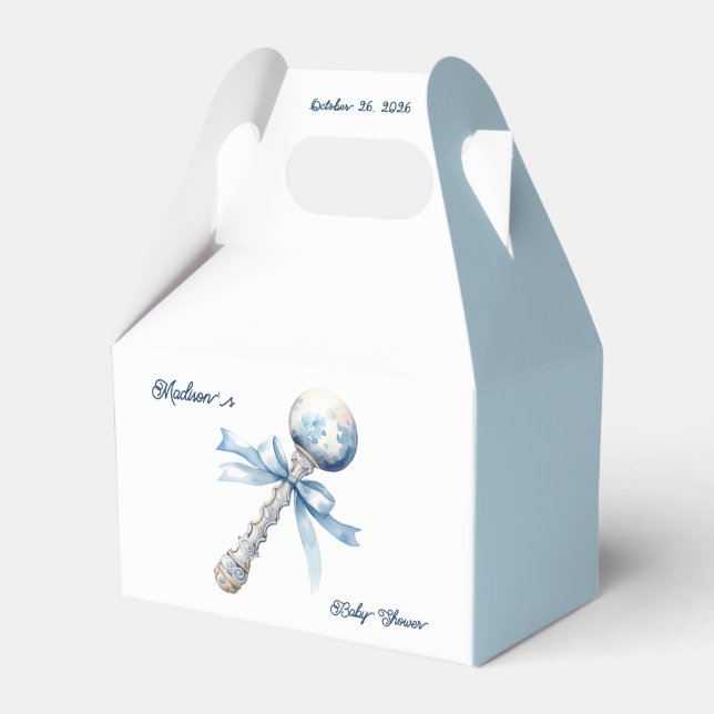 Ballotins Elégant Baby shower de Bow en Argent Bleu (Verso)