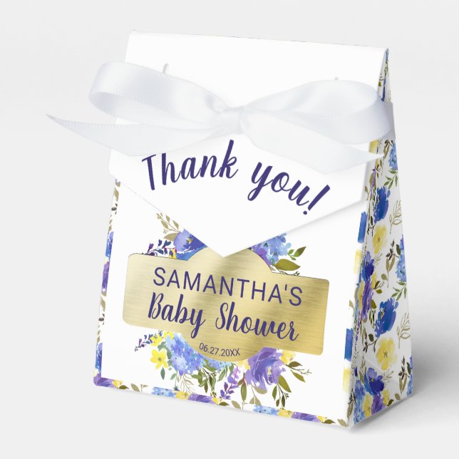 Ballotins Élégant Baby shower Floral Purple Or (Verso)