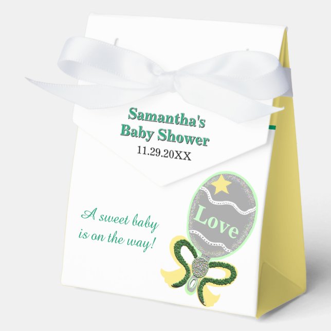 Ballotins Élégant Baby shower Green Rattle (Recto)