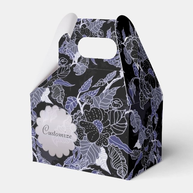 Ballotins Élégant Ballotin bleu et gris floral foncé (Verso)