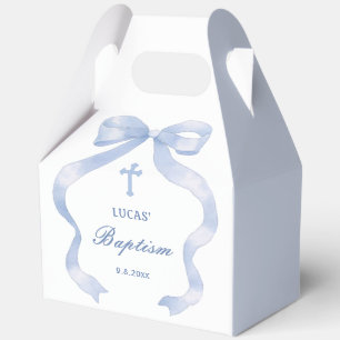 Ballotins Élégant Baptême Bleu Bow Gable