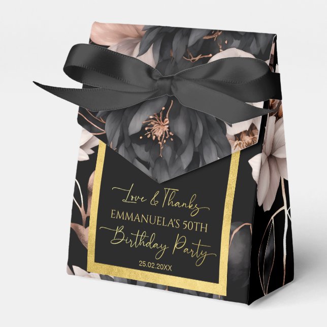 Ballotins Elegant black rose gold birthday favors template (Verso)