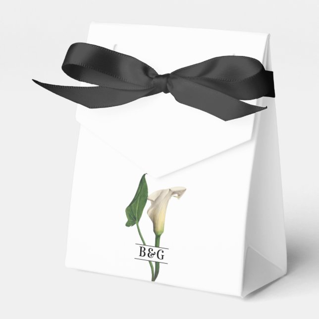 Ballotins Elégant blanc Calla Lily Vert Mariage botanique (Verso)