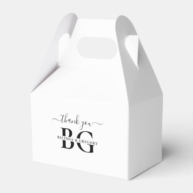 Ballotins Élégant blanc et noir Mariage des initiales de mon (Verso)