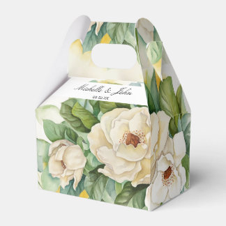 Ballotins Élégant blanc floral Magnolia Nom Mariage de scrip