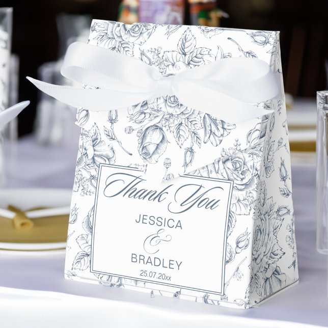 Ballotins Elégant bleu poussiéreux vintage mariage rose (Elegant dusty blue vintage roses wedding favor box)