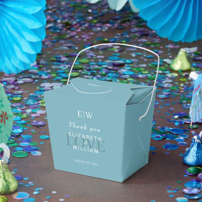 Ballotins Élégant bleu rétro simple avec Mariage Monogram (Fête)