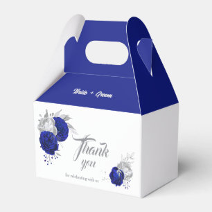 Ballotins élégant bleu roi fleurs argentées mariage
