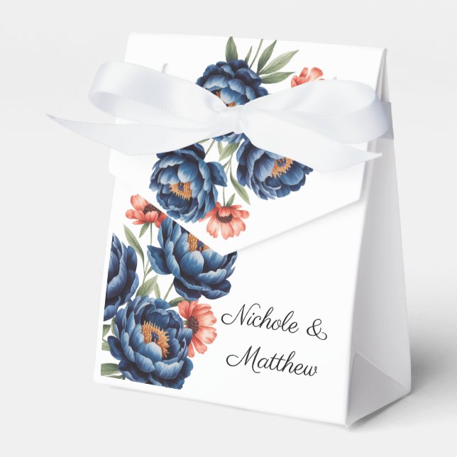 Ballotins Elegant Blue and Burnt Orange Floral Wedding  (Verso)