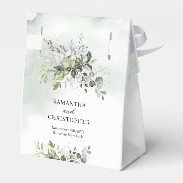 Ballotins Elégant boho eucalyptus mariage or vert (Arrière)