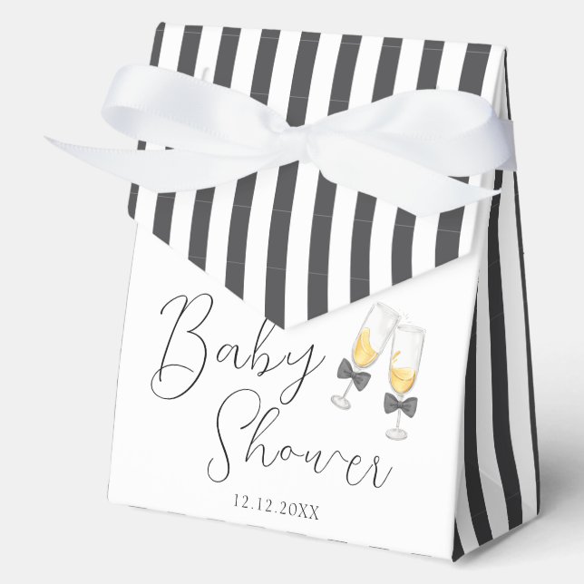 Ballotins Elégant Bow Champagne Stripe Sip & Voir Baby showe (Recto)