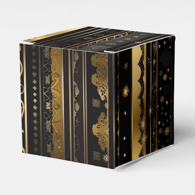Ballotins Élégant Cube Verticale Noir Et Or (Verso)