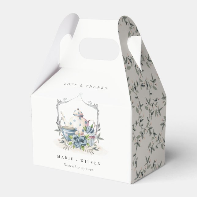 Ballotins Elégant Cute Aqua Blue floral Mariage de la Coupe  (Verso)