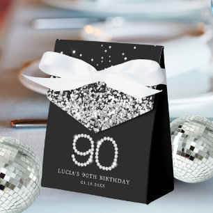 Ballotins Élégant Diamants Noirs Argent 90e Anniversaire