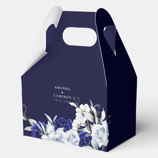 Ballotins Elegant Dusty Blue Navy Floral Wedding  (Recto)