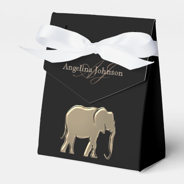 Ballotins Élégant Éléphant Noir et Or Monogrammé (Verso)