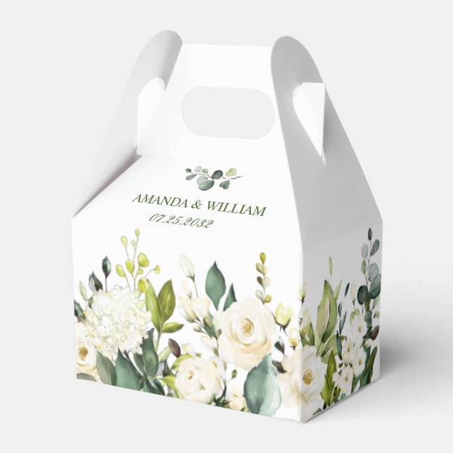 Ballotins Elégant Eucalyptus Roses Blanches Mariage de verdu (Verso)