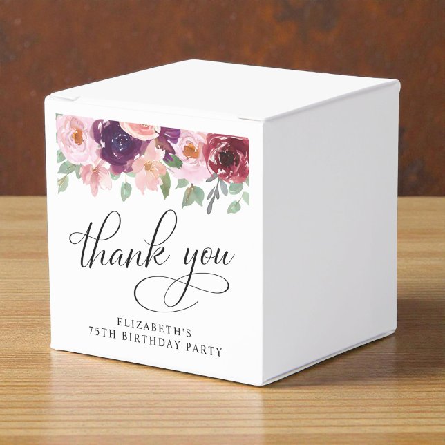 Ballotins Elegant Floral 75th Birthday Party Thank You (Elegant Floral 75th Birthday Party Thank You Favor Boxes)