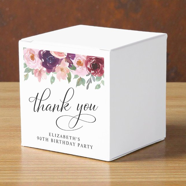 Ballotins Elegant Floral 90th Birthday Party Thank You (Elegant Floral 90th Birthday Party Thank You Favor Boxes)