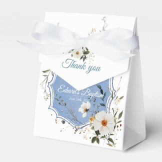 Ballotins Élégant floral Dusty Baptême bleu