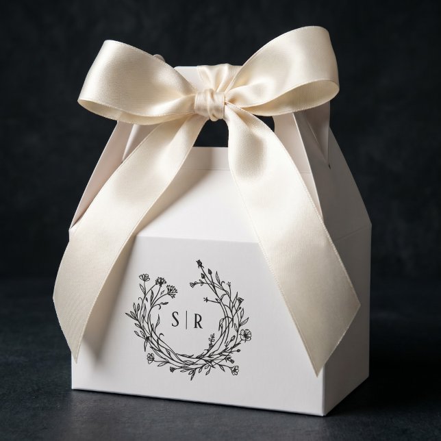 Ballotins Elegant Floral Monogram Wedding Guest Favor Boxes (Créateur téléchargé)