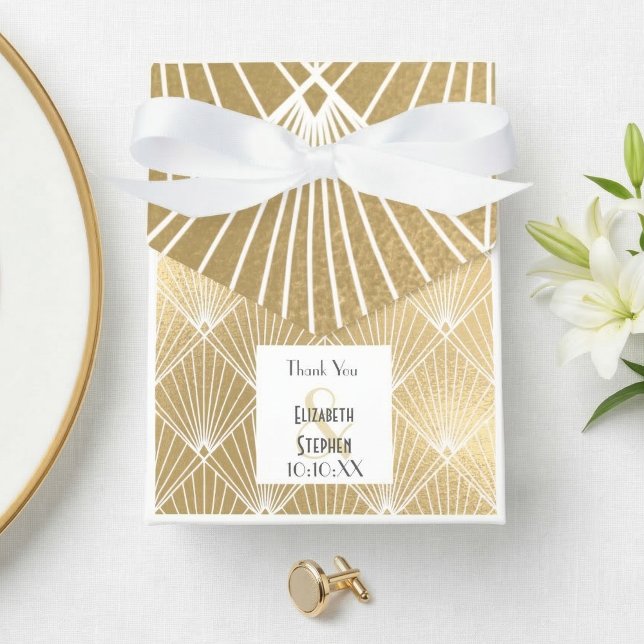 Ballotins Elégant Gatsby Art Déco Mariage blanc & or (Créateur téléchargé)