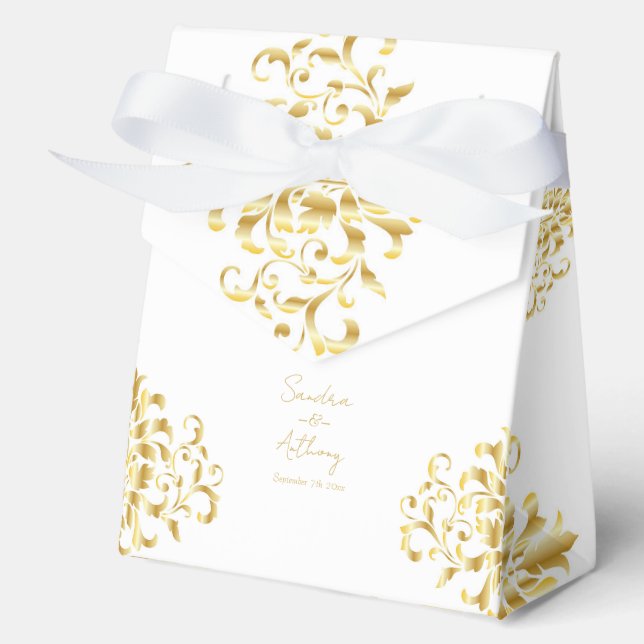 Ballotins Elegant Gold and White Damask Wedding  (Recto)