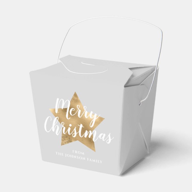 Ballotins Élégant Gris Faux Gold Star Joyeux Noël (Verso)