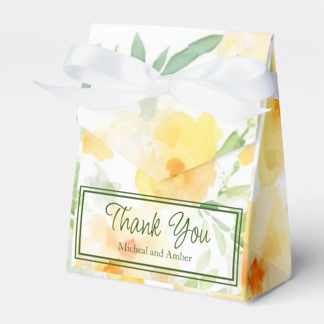 Ballotins Elégant jaune pêche orange aquarelle fleurie (Verso)