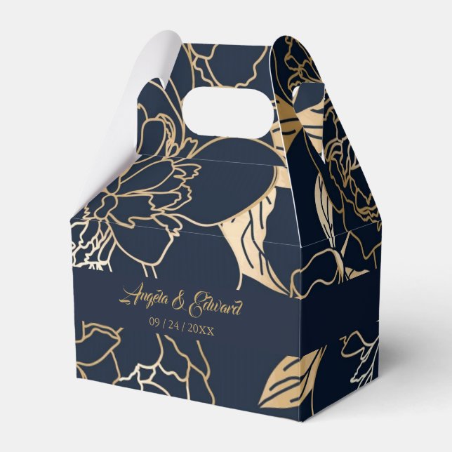 Ballotins Elégant Luxury Gold Florals Boîte de mariage Favor (Verso)