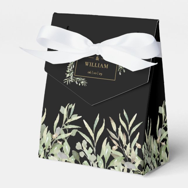 Ballotins Élégant mariage à feuillage vert et or (Verso)