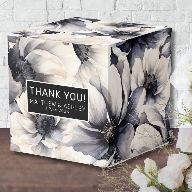 Ballotins Élégant Mariage de fleurs noires (Elegant Black Floral Wedding Favor Boxes)