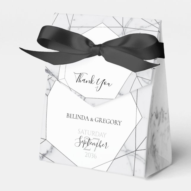 Ballotins Élégant Mariage de marbre géométrique (Verso)