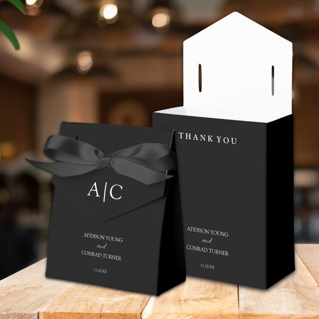 Ballotins Élégant Mariage de monogramme noir (Créateur téléchargé)