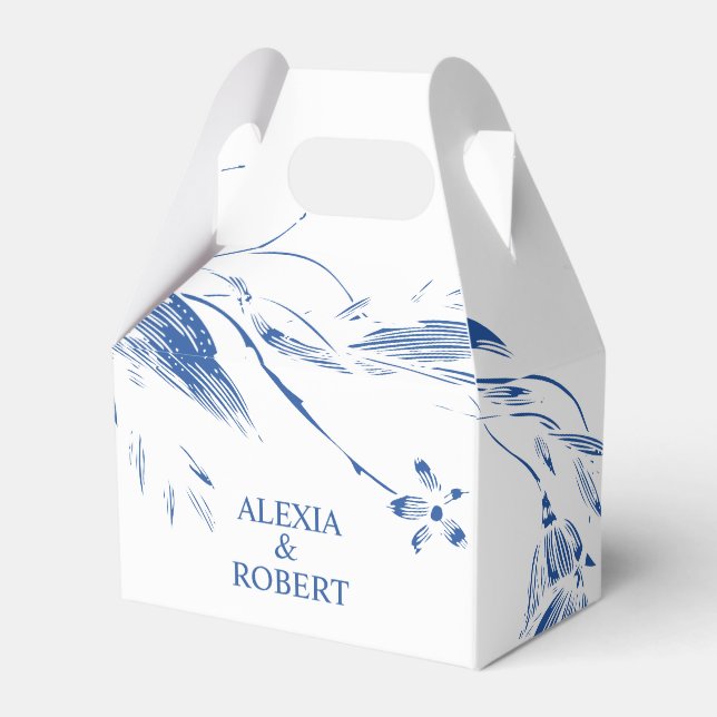 Ballotins Élégant mariage fleuri bleu et blanc (Verso)