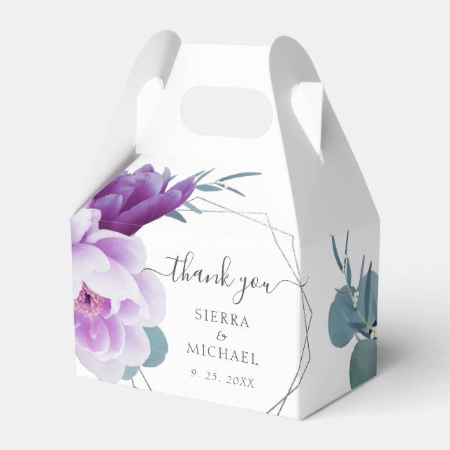 Ballotins Élégant Mariage floral chic violet et argenté (Verso)