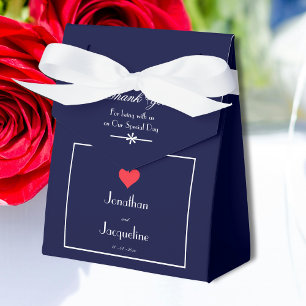 Ballotins Elégant mariage Marine, White & Red Heart Merci