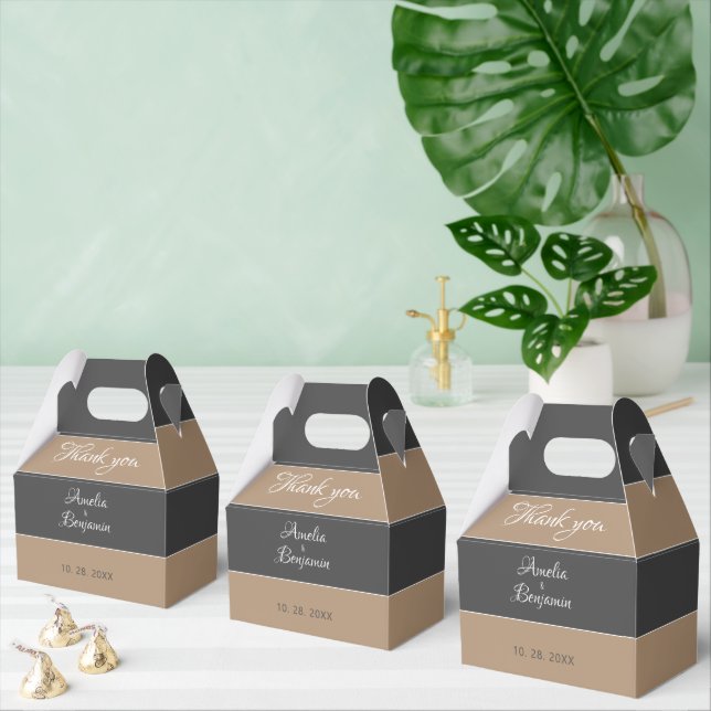 Ballotins Élégant Mariage Merci simple gris beige Script (Multiple)